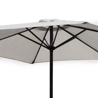 Parasol de terrasse de marché Palermo 9 pieds Four Seasons Courtyard, parasol rond d'extérieur ombragé pour jardin avec inclinaison à bouton-poussoir et mât en aluminium, gris