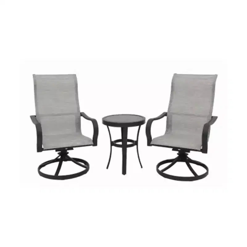 Four Seasons Courtyard Palermo Ensemble de mobilier bistro 3 pièces en aluminium avec chaises à bascule pivotantes et table à carrelage encastré pour pelouses et patios d'extérieur