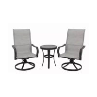 Four Seasons Courtyard Palermo Ensemble de mobilier bistro 3 pièces en aluminium avec chaises à bascule pivotantes et table à carrelage encastré pour pelouses et patios d'extérieur