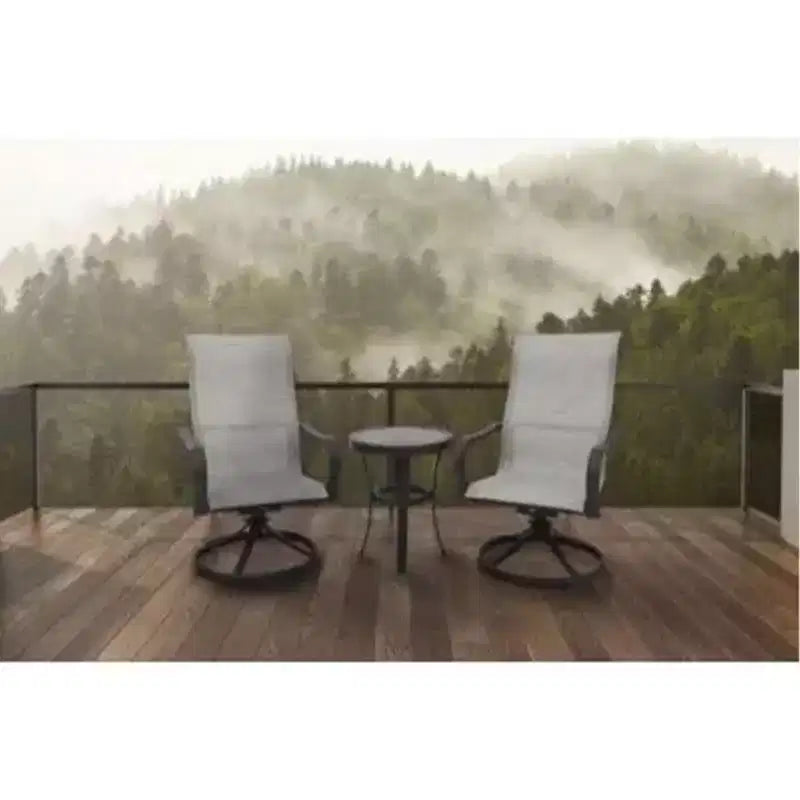 Four Seasons Courtyard Palermo Ensemble de mobilier bistro 3 pièces en aluminium avec chaises à bascule pivotantes et table à carrelage encastré pour pelouses et patios d'extérieur