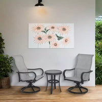 Four Seasons Courtyard Palermo Ensemble de mobilier bistro 3 pièces en aluminium avec chaises à bascule pivotantes et table à carrelage encastré pour pelouses et patios d'extérieur