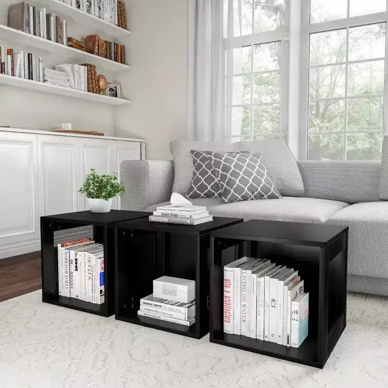 Hasting Home table d'extrémité modulaire empilable moderne en cube à côtés ouverts