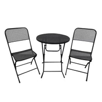 Four Seasons Courtyard Padova Ensemble repas bistro d'extérieur 3 pièces avec 2 chaises pliantes et table ronde pour patios ou terrasses, Noir