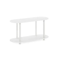 Furinno Table d'appoint ovale moderne à 2 niveaux, table d'appoint, table d'entrée pour salon, chambre à coucher, décoration intérieure, Blanc