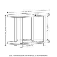 Furinno Table d'appoint ovale moderne à 2 niveaux, table d'appoint, table d'entrée pour salon, chambre à coucher, décoration intérieure, Blanc