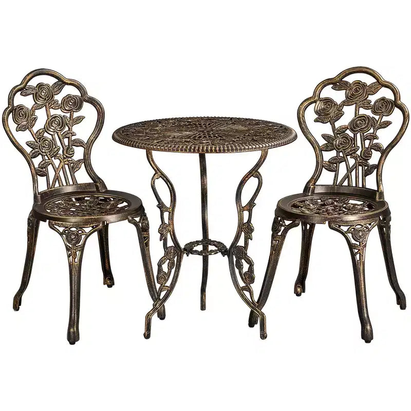 Ensemble Table et Chaises de Bistrot Yaheetech 3 Pièces pour Jardin et Cour Arrière