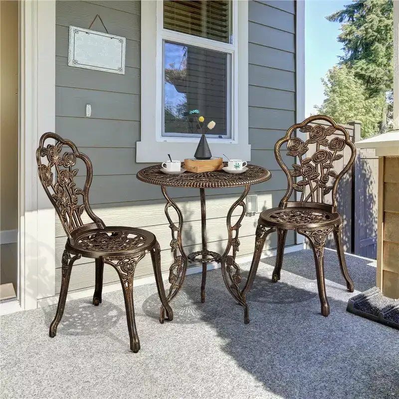 Ensemble Table et Chaises de Bistrot Yaheetech 3 Pièces pour Jardin et Cour Arrière