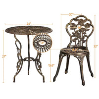 Ensemble Table et Chaises de Bistrot Yaheetech 3 Pièces pour Jardin et Cour Arrière