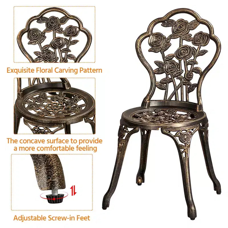 Ensemble Table et Chaises de Bistrot Yaheetech 3 Pièces pour Jardin et Cour Arrière