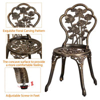 Ensemble Table et Chaises de Bistrot Yaheetech 3 Pièces pour Jardin et Cour Arrière