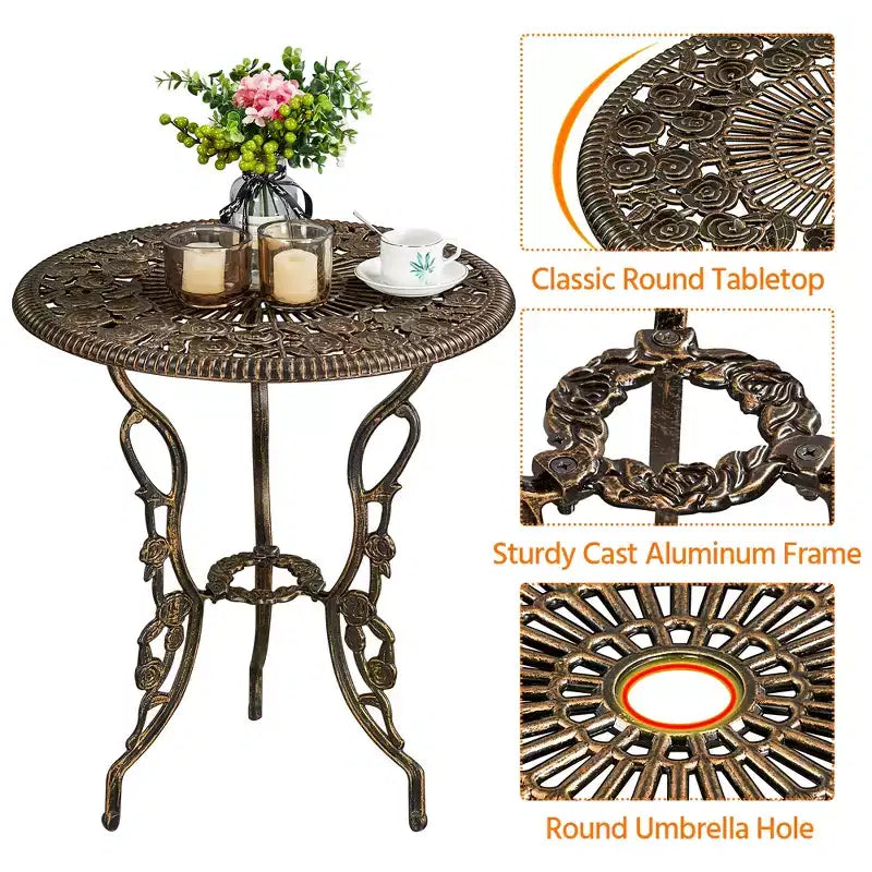 Ensemble Table et Chaises de Bistrot Yaheetech 3 Pièces pour Jardin et Cour Arrière