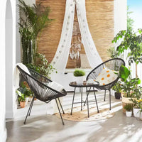 SONGMICS Salon de Jardin 3 pièces Acapulco, Meubles de Patio Modernes, Table Basse en Verre et 2 Chaises, Ensemble Bistro d'Intérieur et d'Extérieur