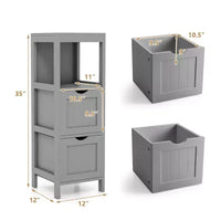 Meuble de salle de bain Costway au sol, organisateur de rangement latéral autoportant avec 2 tiroirs amovibles Marron/Gris/Noir