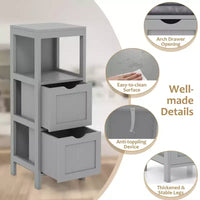 Meuble de salle de bain Costway au sol, organisateur de rangement latéral autoportant avec 2 tiroirs amovibles Marron/Gris/Noir
