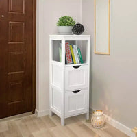 Meuble de salle de bain Costway au sol, organisateur de rangement latéral autoportant avec 2 tiroirs amovibles Marron/Gris/Noir