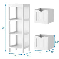Meuble de salle de bain Costway au sol, organisateur de rangement latéral autoportant avec 2 tiroirs amovibles Marron/Gris/Noir