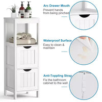 Meuble de salle de bain Costway au sol, organisateur de rangement latéral autoportant avec 2 tiroirs amovibles Marron/Gris/Noir