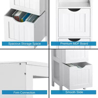 Meuble de salle de bain Costway au sol, organisateur de rangement latéral autoportant avec 2 tiroirs amovibles Marron/Gris/Noir