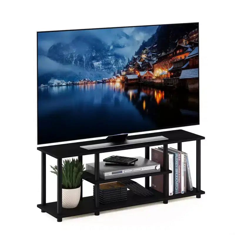 Furinno meuble TV sans outils à 3 niveaux pour téléviseurs jusqu'à 50, centre multimédia de divertissement
