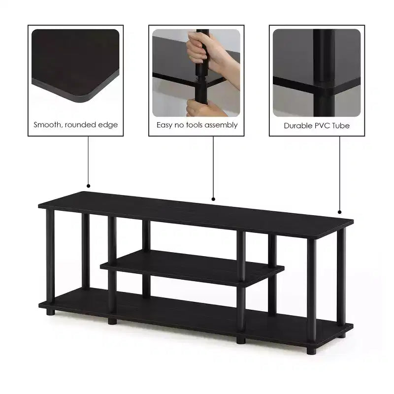 Furinno meuble TV sans outils à 3 niveaux pour téléviseurs jusqu'à 50, centre multimédia de divertissement