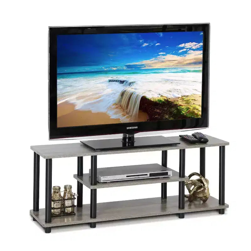 Furinno meuble TV sans outils à 3 niveaux pour téléviseurs jusqu'à 50, centre multimédia de divertissement