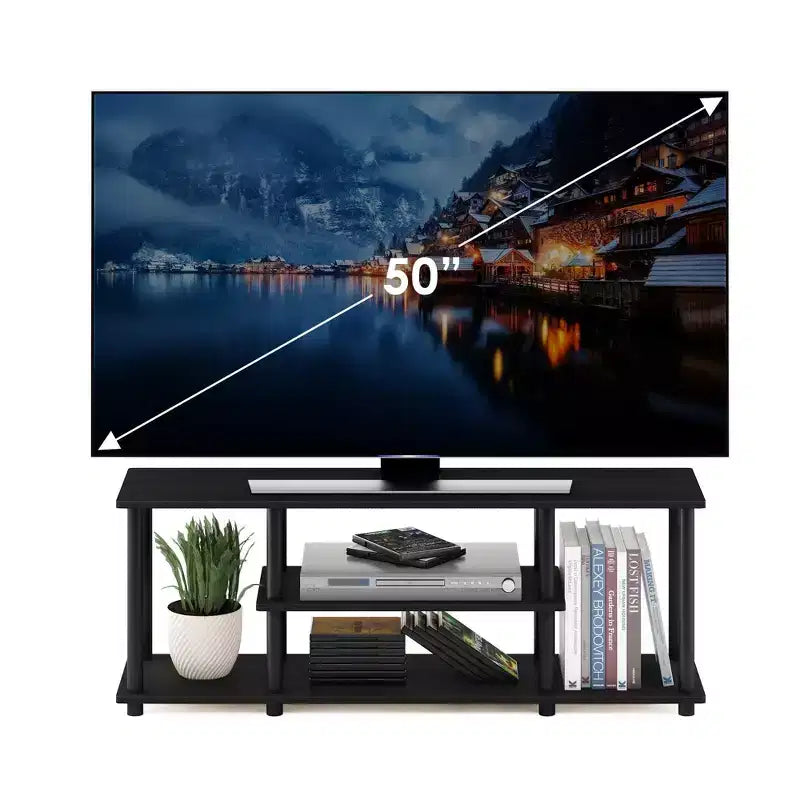 Furinno meuble TV sans outils à 3 niveaux pour téléviseurs jusqu'à 50, centre multimédia de divertissement