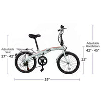 Vélo pliant compact Xspec 20 7 vitesses, pour trajets urbains, blanc (NON électrique)