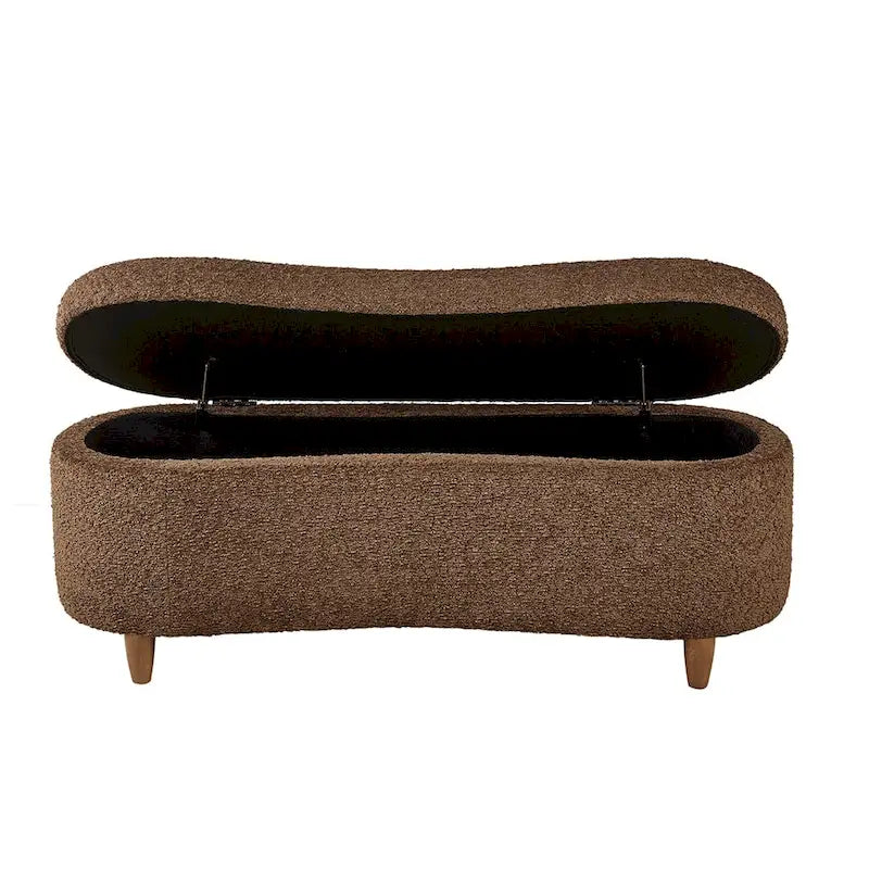 INK+IVY Bailey banc de rangement en bouclette taupe à dessus basculant
