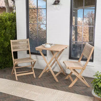 Ensemble bistrot d'extérieur pliant 3 pièces en bois d'acacia Javea Modern Coastal