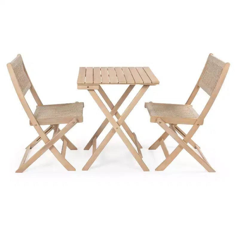 Ensemble bistrot d'extérieur pliant 3 pièces en bois d'acacia Javea Modern Coastal