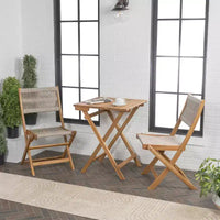 Ensemble bistrot d'extérieur pliant 3 pièces en bois d'acacia Javea Modern Coastal