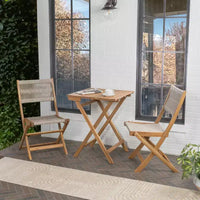 Ensemble bistrot d'extérieur pliant 3 pièces en bois d'acacia Javea Modern Coastal