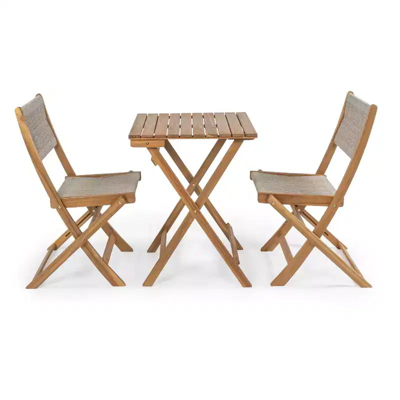 Ensemble bistrot d'extérieur pliant 3 pièces en bois d'acacia Javea Modern Coastal