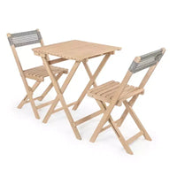 Ensemble bistro pliant d'extérieur 3 pièces en bois d'acacia tressé Sitges Modern Mid-Century