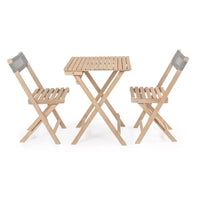 Ensemble bistro pliant d'extérieur 3 pièces en bois d'acacia tressé Sitges Modern Mid-Century