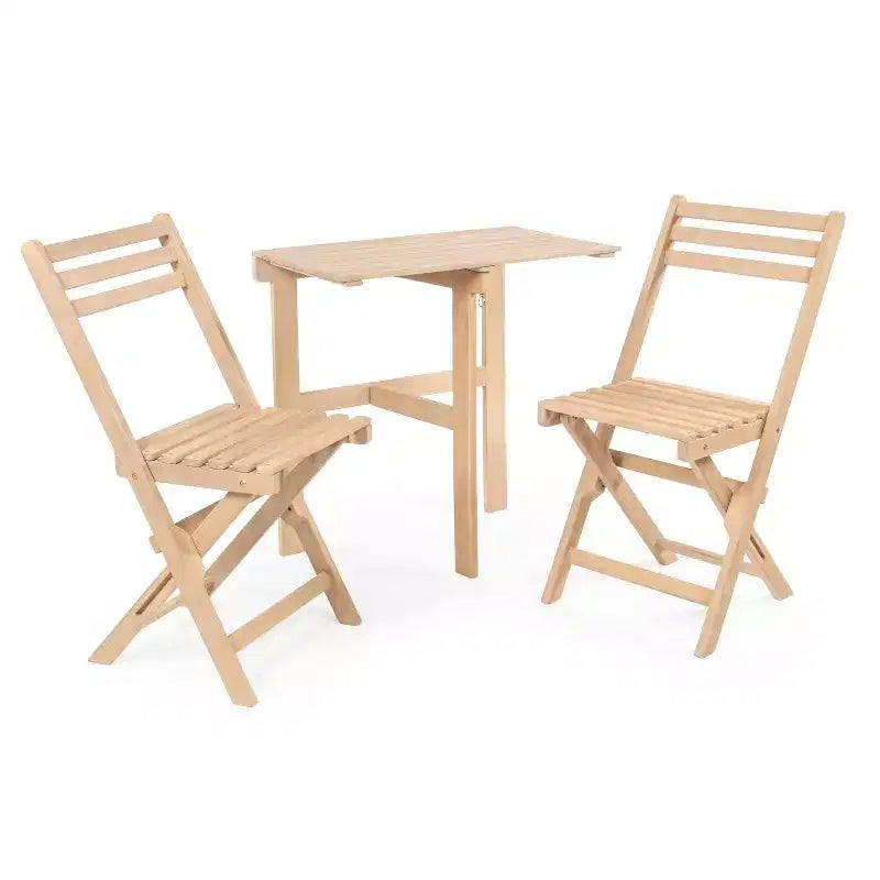 Ensemble de bistro pliable 3 pièces en bois d'acacia Nerja moderne traditionnel pour l'extérieur