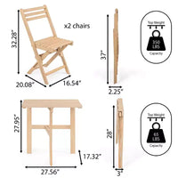 Ensemble de bistro pliable 3 pièces en bois d'acacia Nerja moderne traditionnel pour l'extérieur