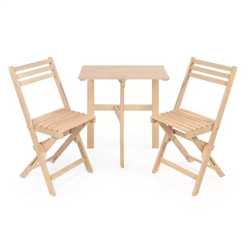 Ensemble de bistro pliable 3 pièces en bois d'acacia Nerja moderne traditionnel pour l'extérieur