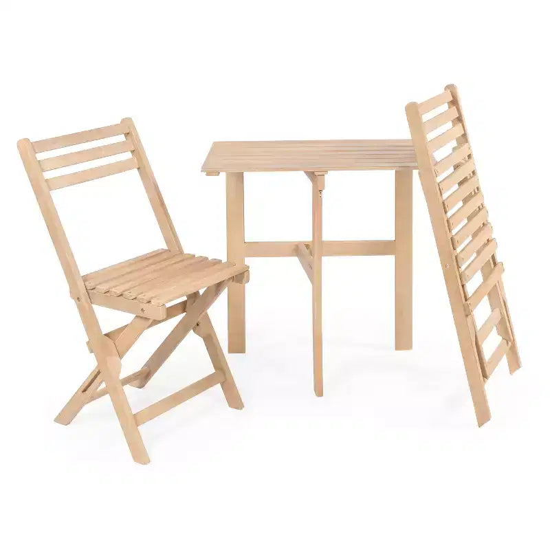 Ensemble de bistro pliable 3 pièces en bois d'acacia Nerja moderne traditionnel pour l'extérieur