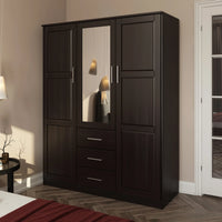 Palace Imports Armoire-penderie Cosmo 3 portes 100% bois massif avec portes en bois massif ou miroir