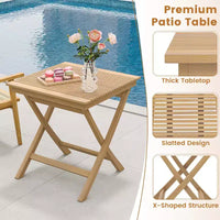 Costway Ensemble table et chaises de terrasse 3 pièces, ensemble bistro en bois avec assise en rotin naturel et cadre en bois de teck d'Indonésie