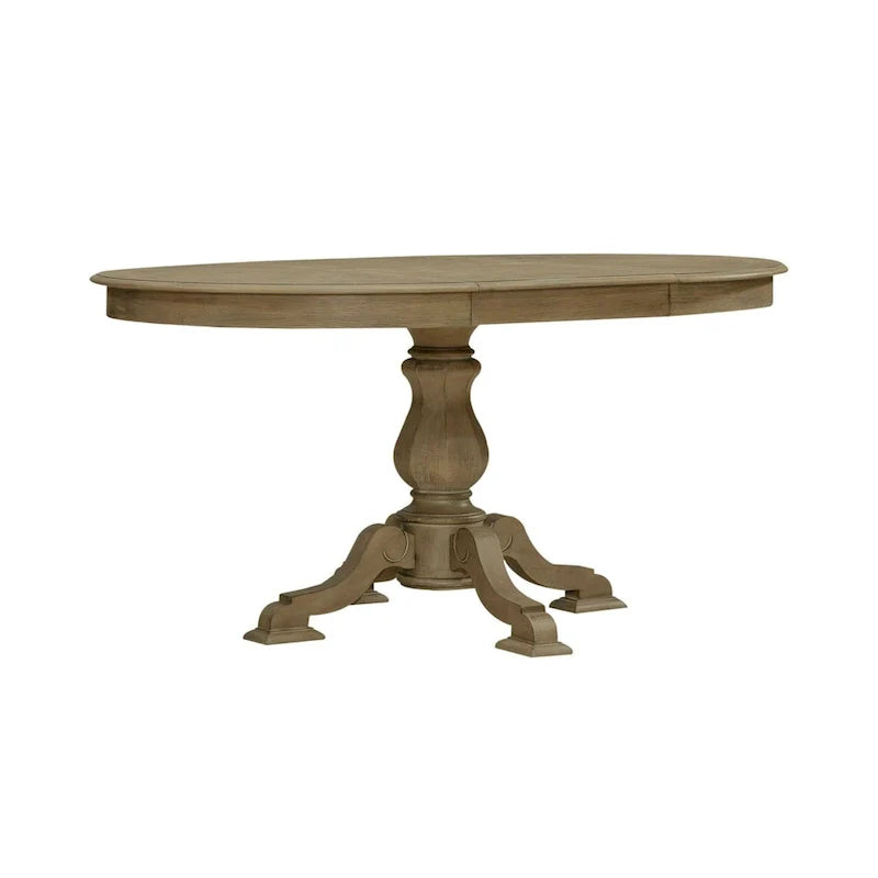 Table à dîner ronde sur pied Magnolia Manor avec rallonges escamotables - 2 finitions