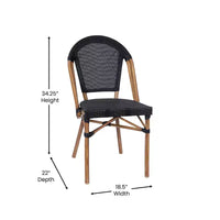 Flash Furniture Marseille Ensemble de table de bistrot commerciale 31,5" intérieur/extérieur, dessus en verre avec 4 chaises empilables en textilène