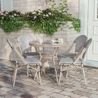 Flash Furniture Marseille Ensemble de table de bistrot commerciale 31,5" intérieur/extérieur, dessus en verre avec 4 chaises empilables en textilène