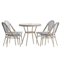 Flash Furniture Marseille Ensemble de table de bistrot commerciale 31,5" intérieur/extérieur, dessus en verre avec 4 chaises empilables en textilène