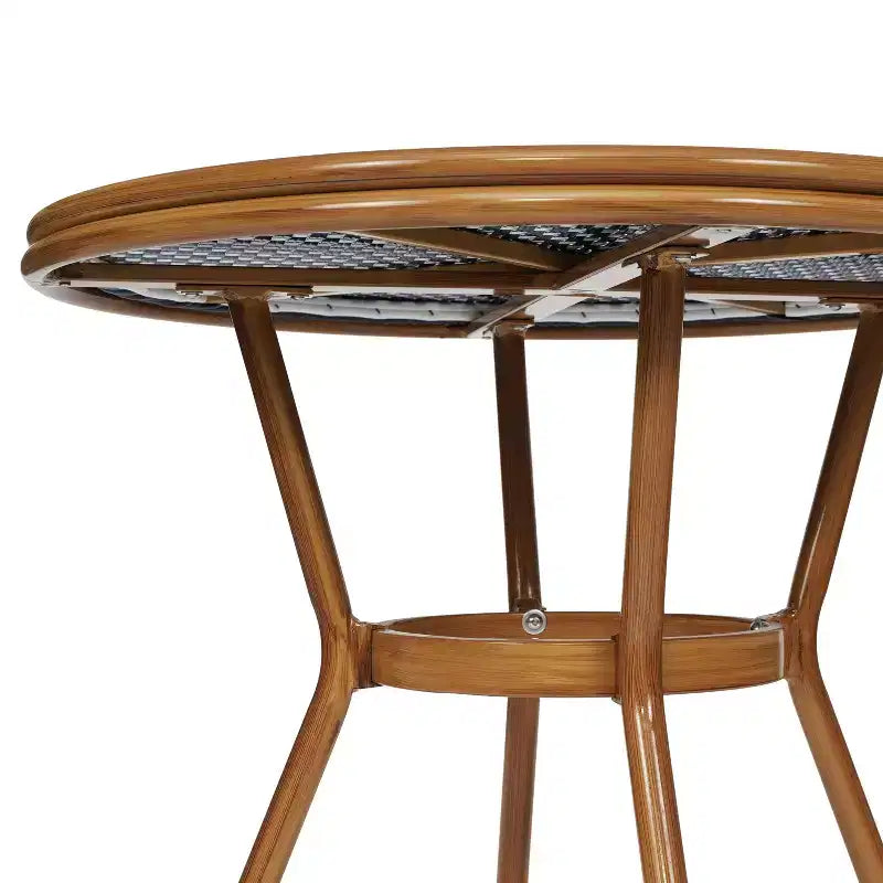 Flash Furniture Bordeaux Table de bistrot commerciale 31.5 d'intérieur/extérieur, rotin PE, plateau en verre avec 2 chaises empilables