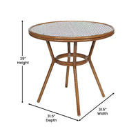 Flash Furniture Bordeaux Table de bistrot commerciale 31.5 d'intérieur/extérieur, rotin PE, plateau en verre avec 2 chaises empilables