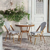 Flash Furniture Lourdes Table bistro commerciale intérieur/extérieur 31,5, en résine tressée PE, plateau en verre avec 2 chaises empilables