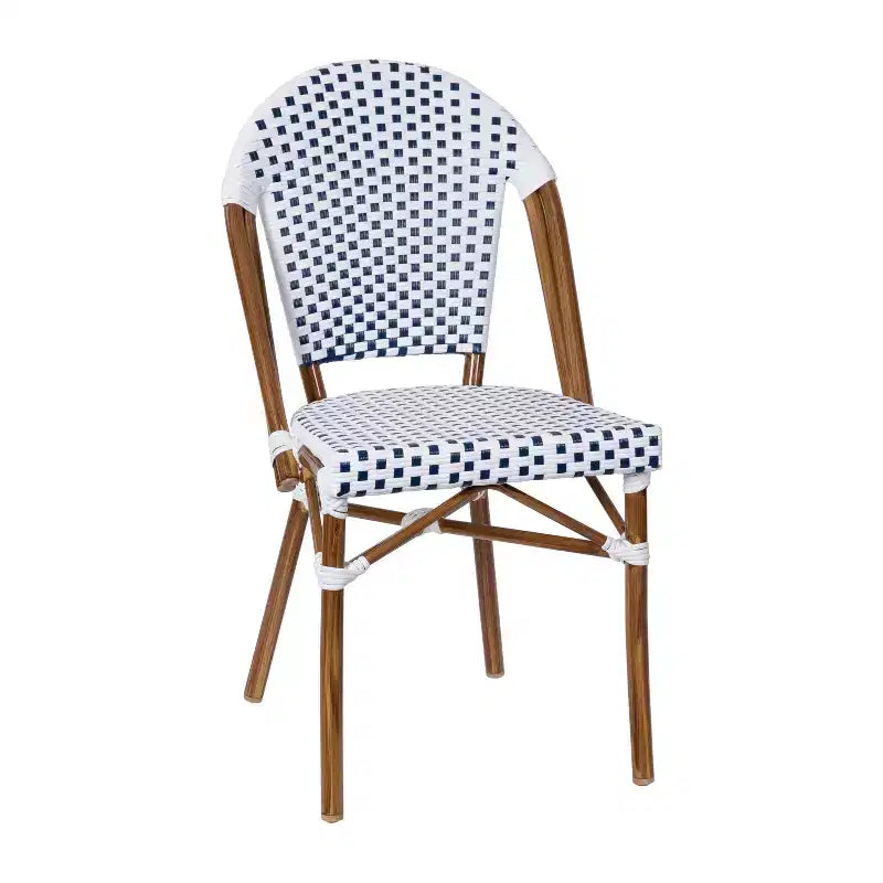 Flash Furniture Lourdes Table bistro commerciale intérieur/extérieur 31,5, en résine tressée PE, plateau en verre avec 2 chaises empilables