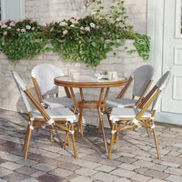 Flash Furniture Lourdes Table de bistrot commerciale intérieur/extérieur 31,5 po, rotin PE, dessus en verre avec 4 chaises empilables